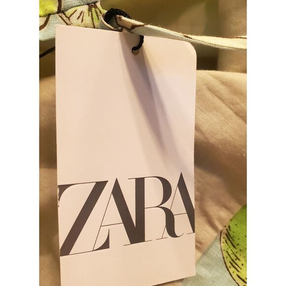 Zara Sundress Citrus Lemon/Limes Robin Egg Blue 13-14 Yrs Cotton/Lined Dress NWT - Picture 10 of 11